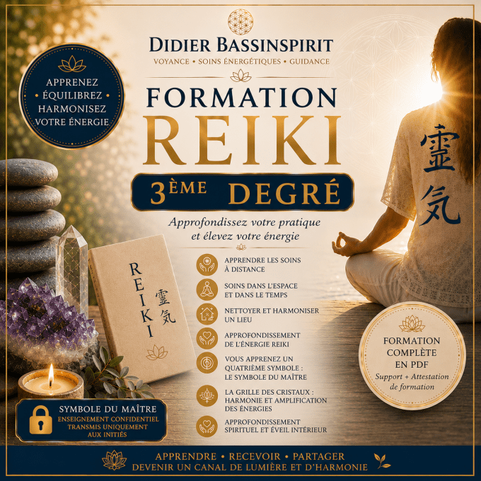 Formation Troisième degré Reiki à distance et certifiante 