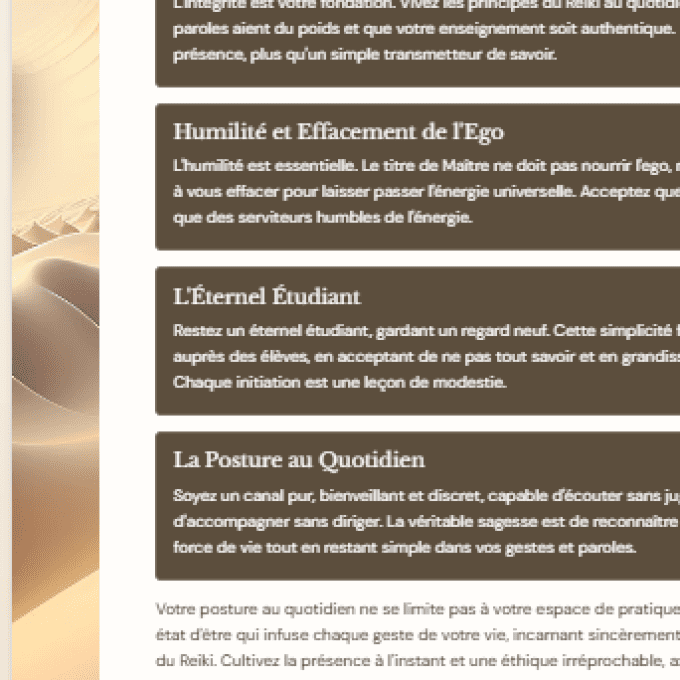 Formation au Quatrieme degré Reiki Maître-Enseignant à distance