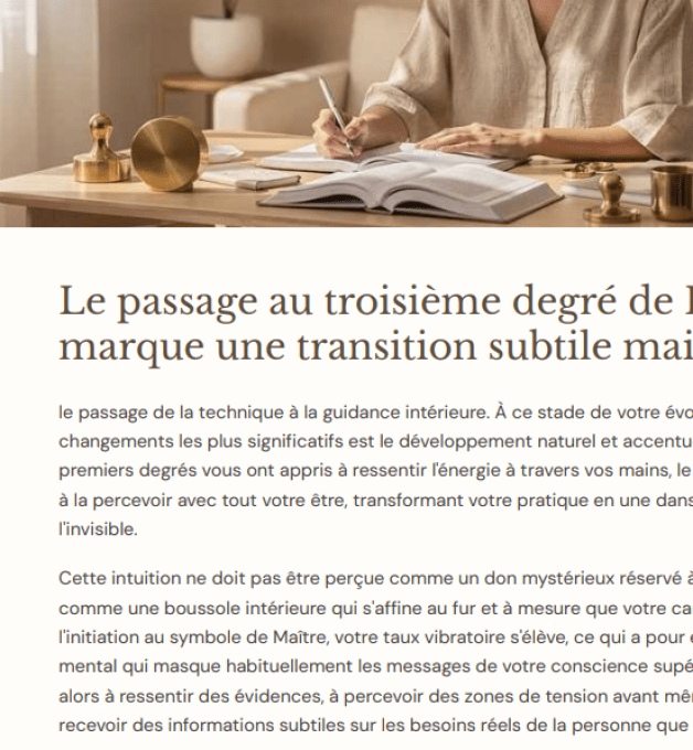 Formation Troisième degré Reiki à distance et certifiante 